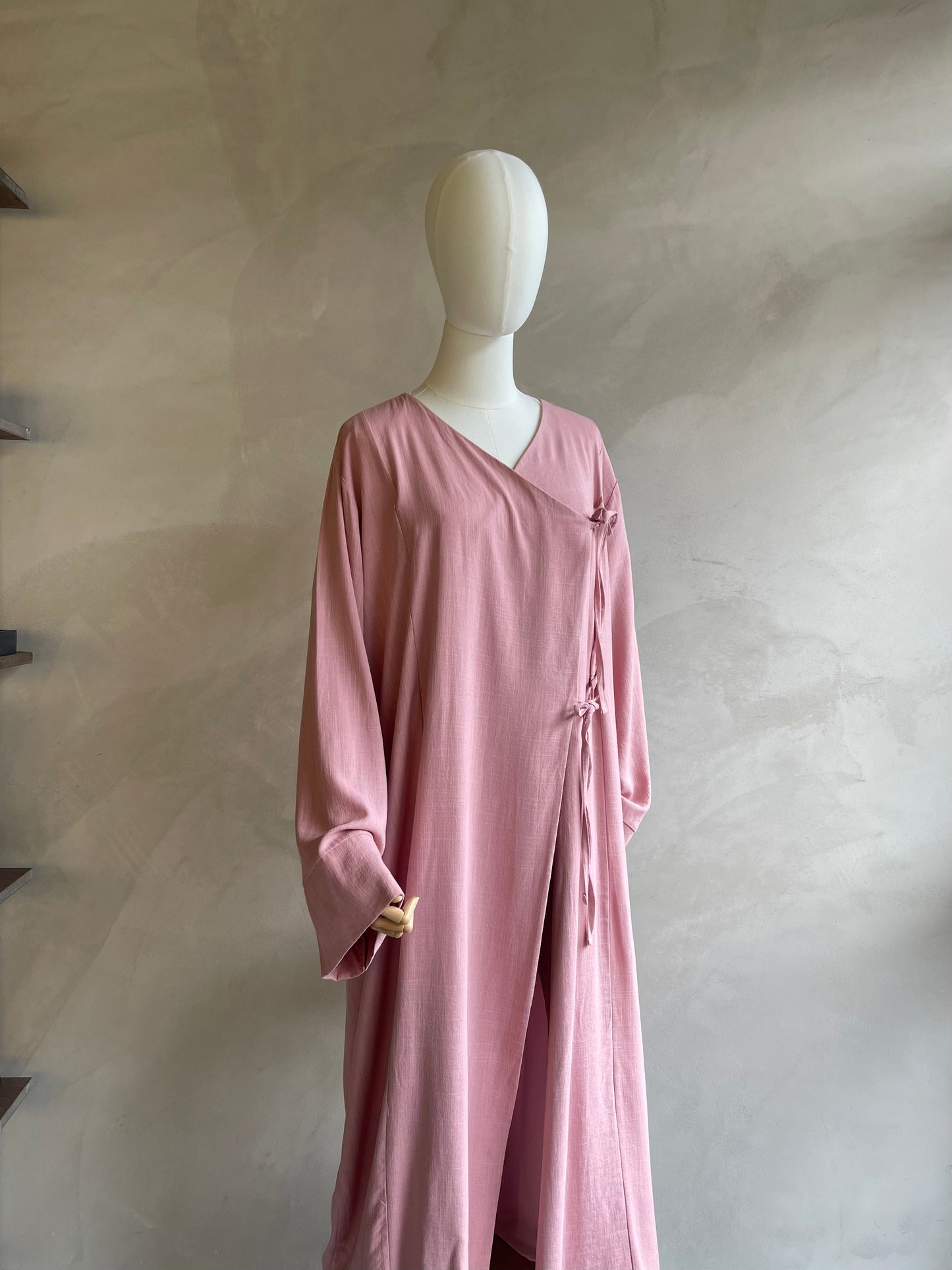 Blush Wrap Tie Abaya
