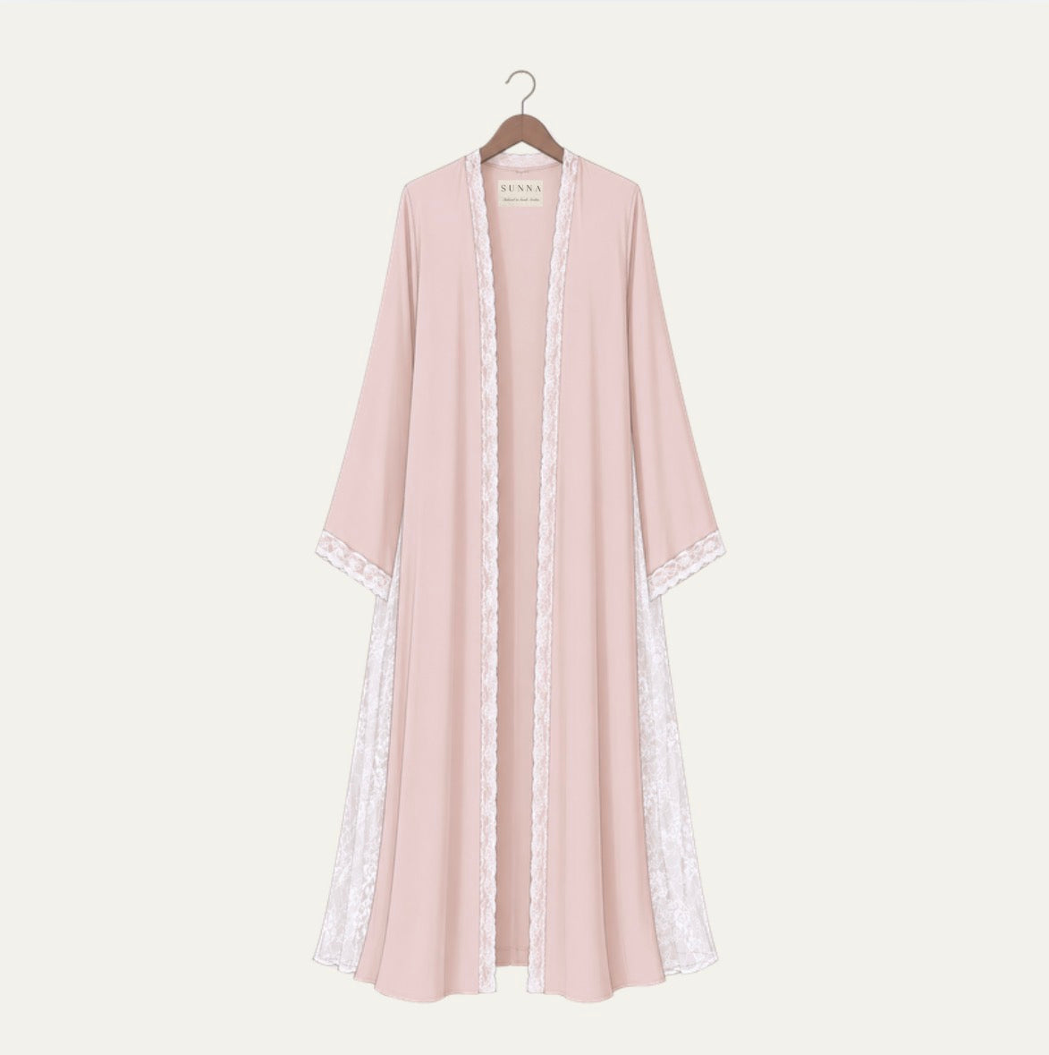 Blush Pink Chiffon Lace Abaya