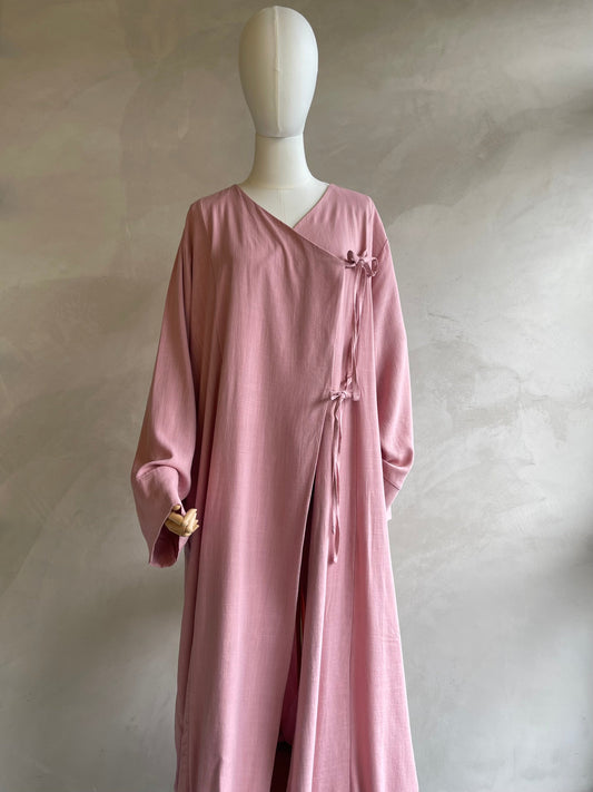 Blush Wrap Tie Abaya
