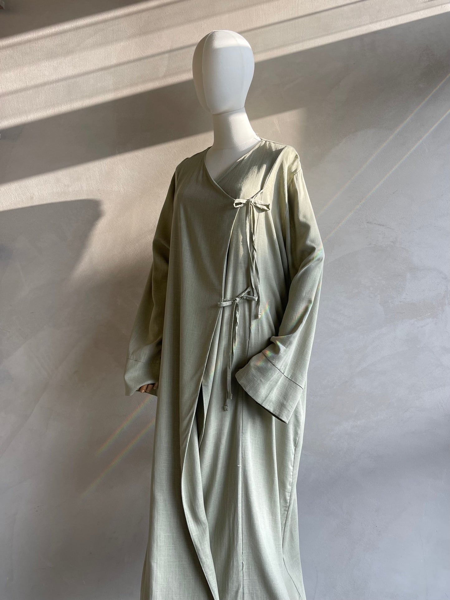 Sage Wrap Tie Abaya
