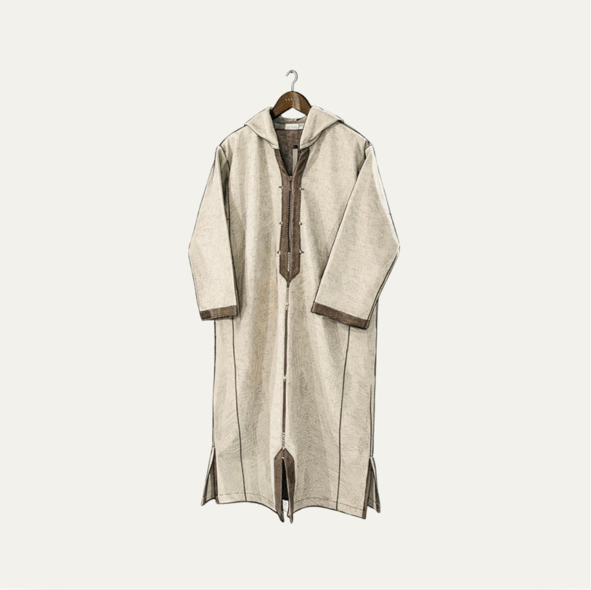 Oat Moroccan Hooded Thobe
