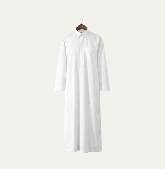 White Saudi Collared Thobe