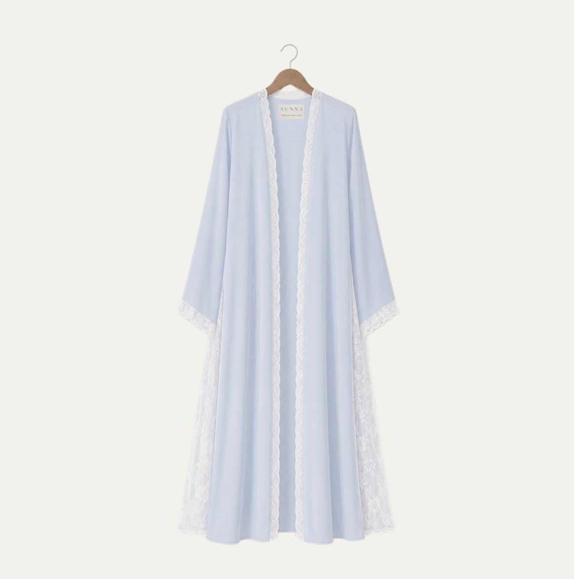 Powder Blue Chiffon Lace Abaya